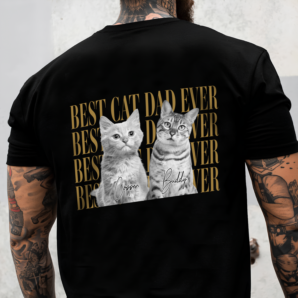 Personalized Pet Photo T-Shirt Gift for Dog Dad or Cat Dad HN590 - Tshirt Back GradoCreations