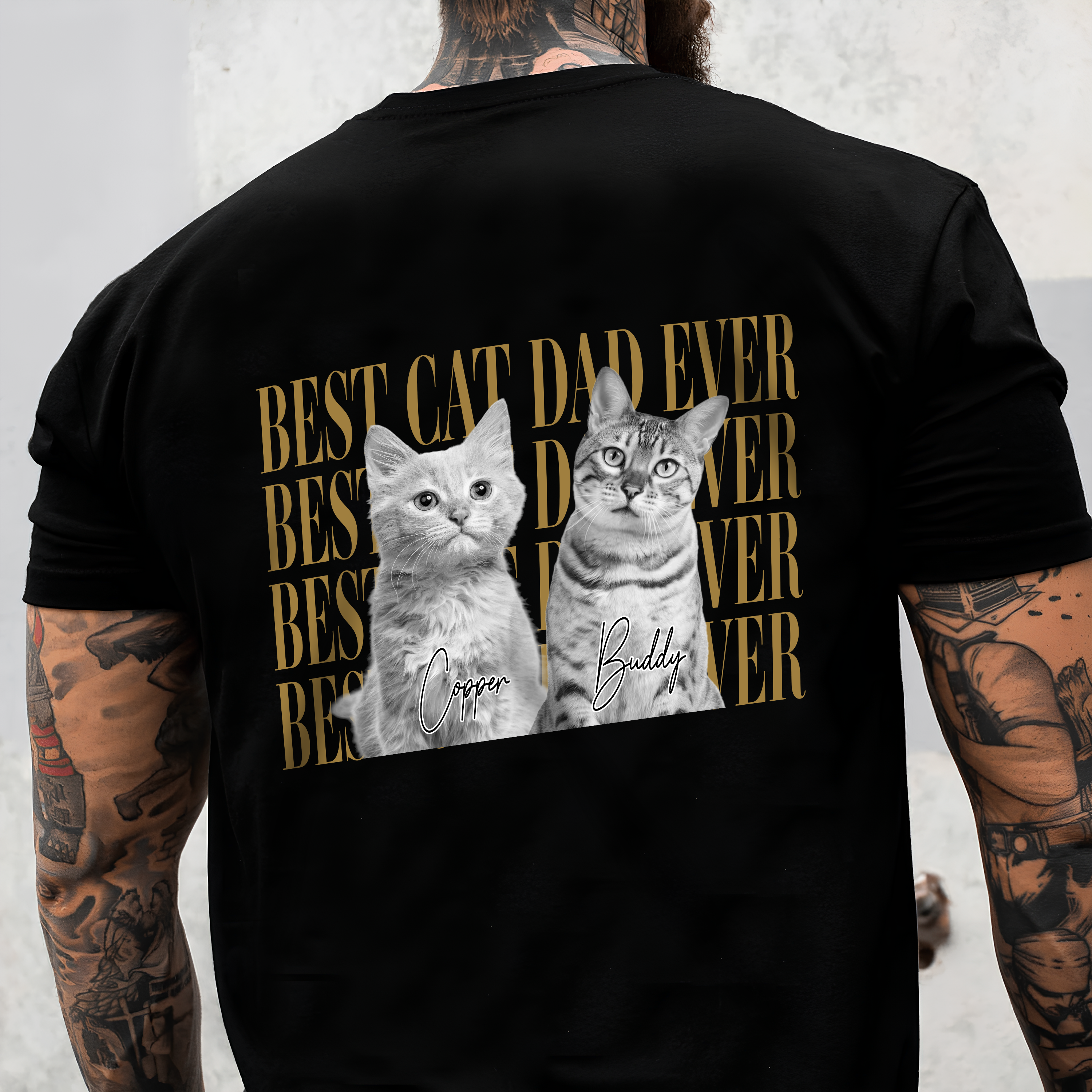 Personalized Pet Photo T-Shirt Gift for Dog Dad or Cat Dad HN590 - Tshirt Back GradoCreations