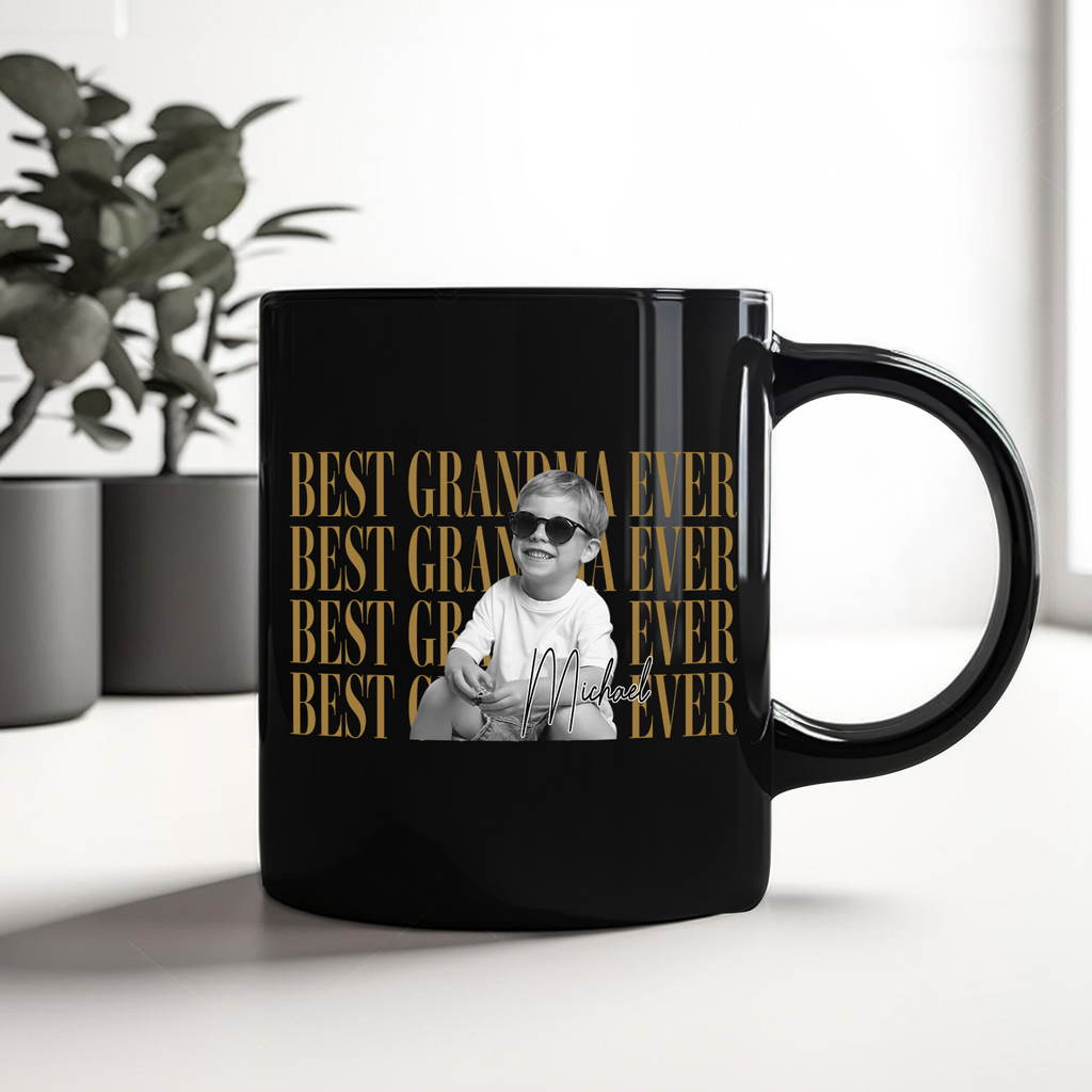 Personalized Vintage Photo Black Mug Best Dad Mom Gift HN590 - Black Mug GradoCreations