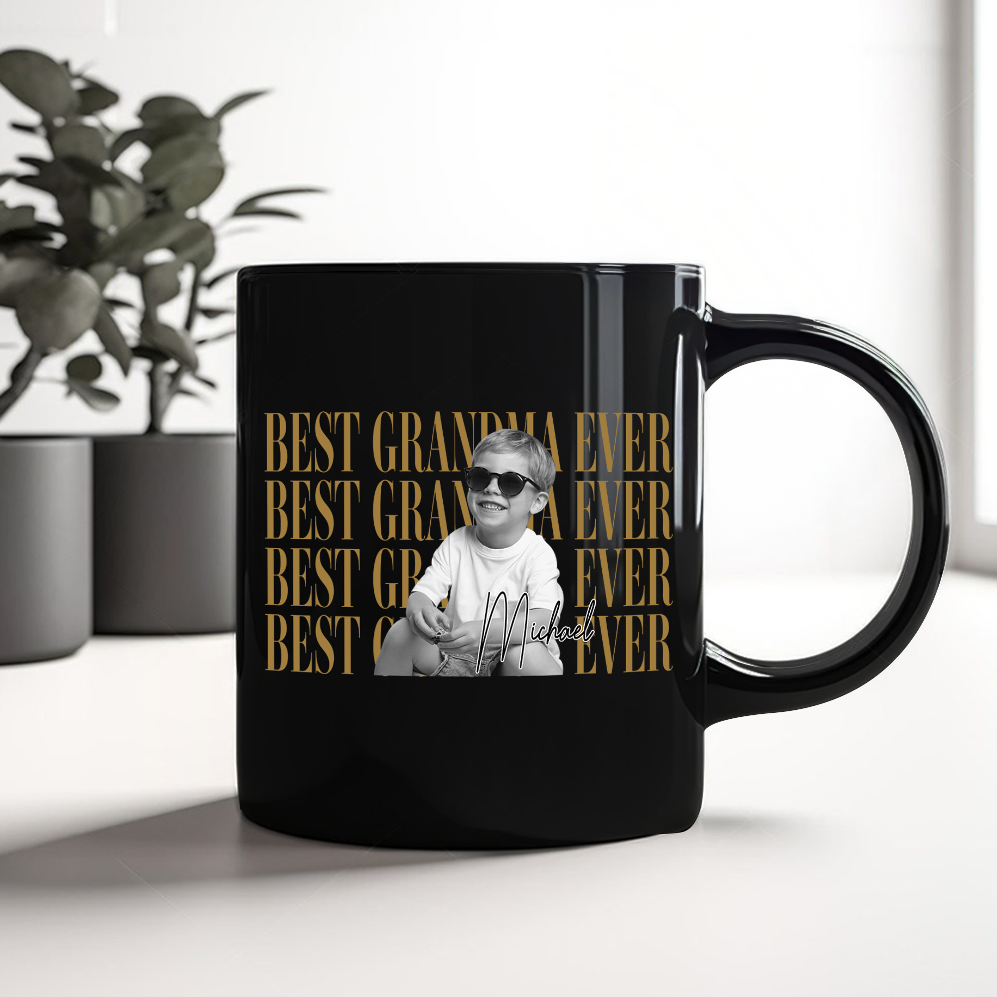 Personalized Vintage Photo Black Mug Best Dad Mom Gift HN590 - Black Mug GradoCreations