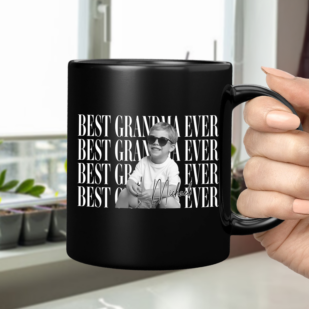 Personalized Vintage Photo Black Mug Best Dad Mom Gift HN590 - Black Mug GradoCreations