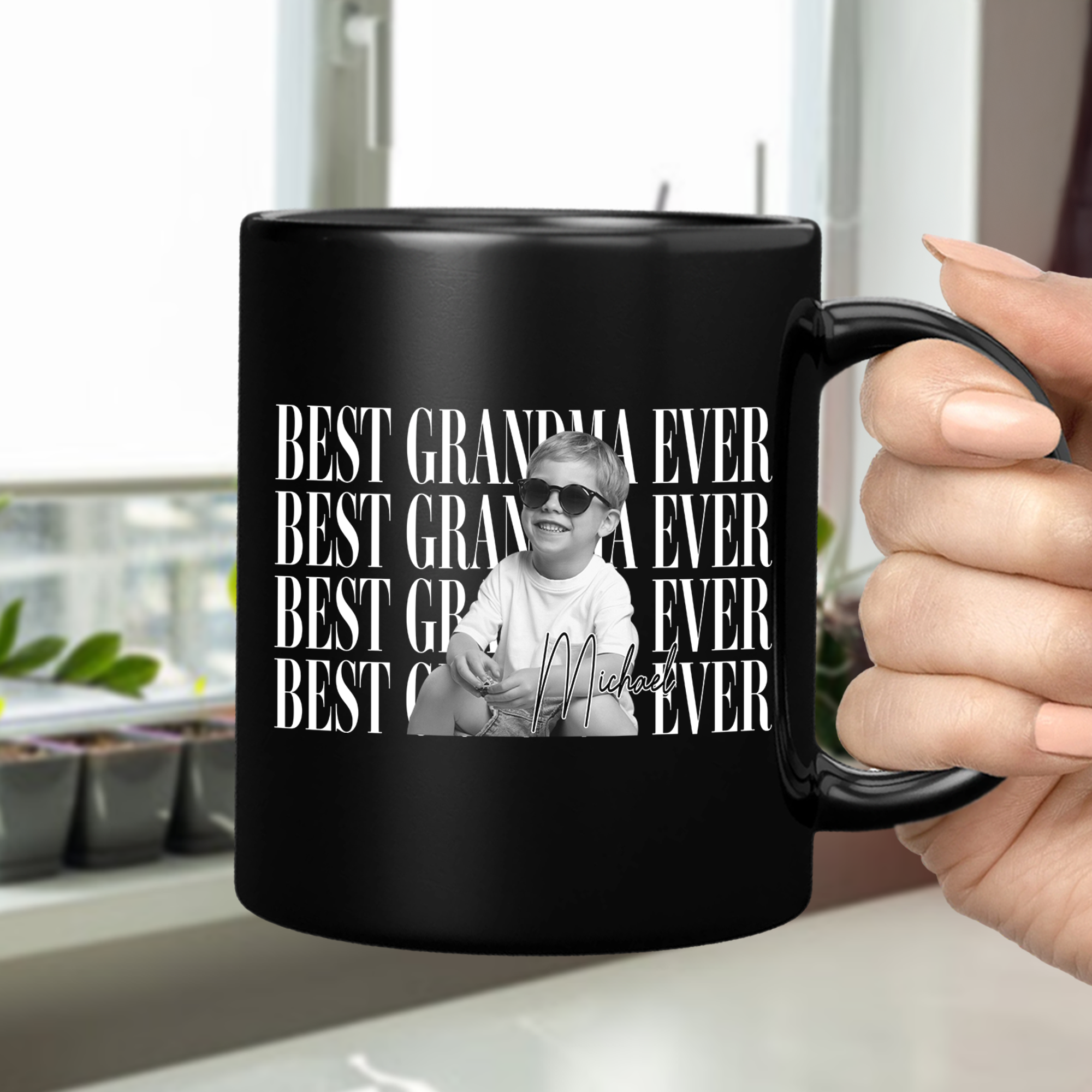 Personalized Vintage Photo Black Mug Best Dad Mom Gift HN590 - Black Mug GradoCreations