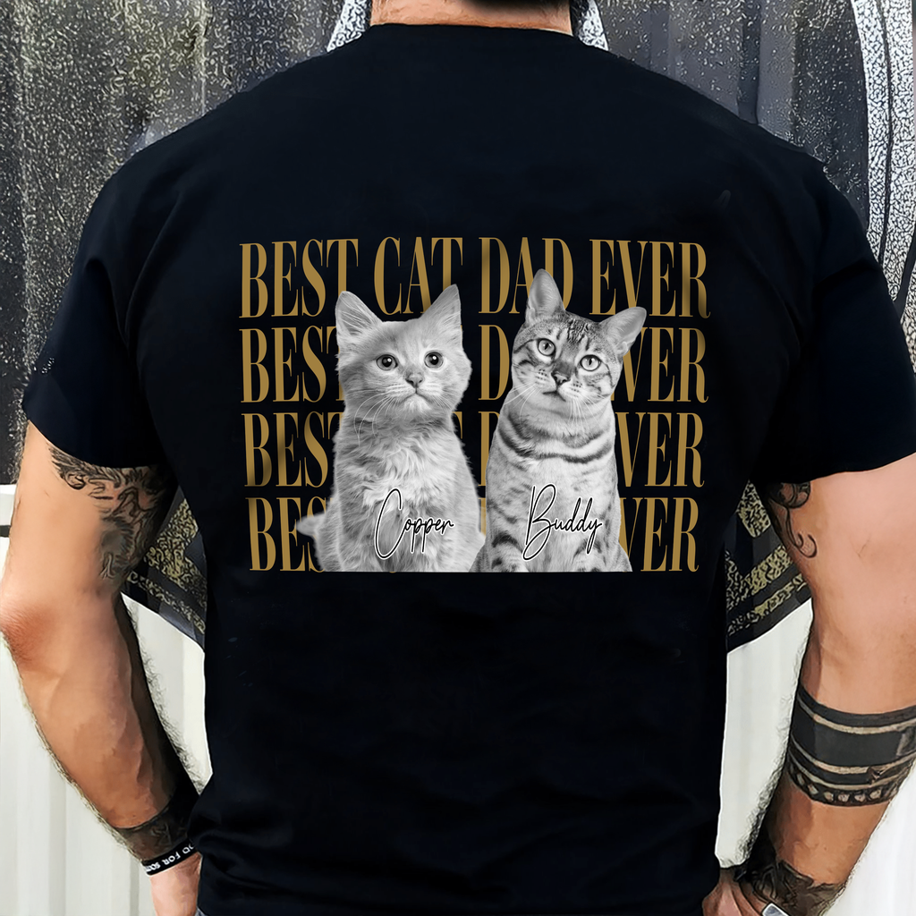 Personalized Pet Photo T-Shirt Gift for Dog Dad or Cat Dad HN590 - Tshirt Back GradoCreations