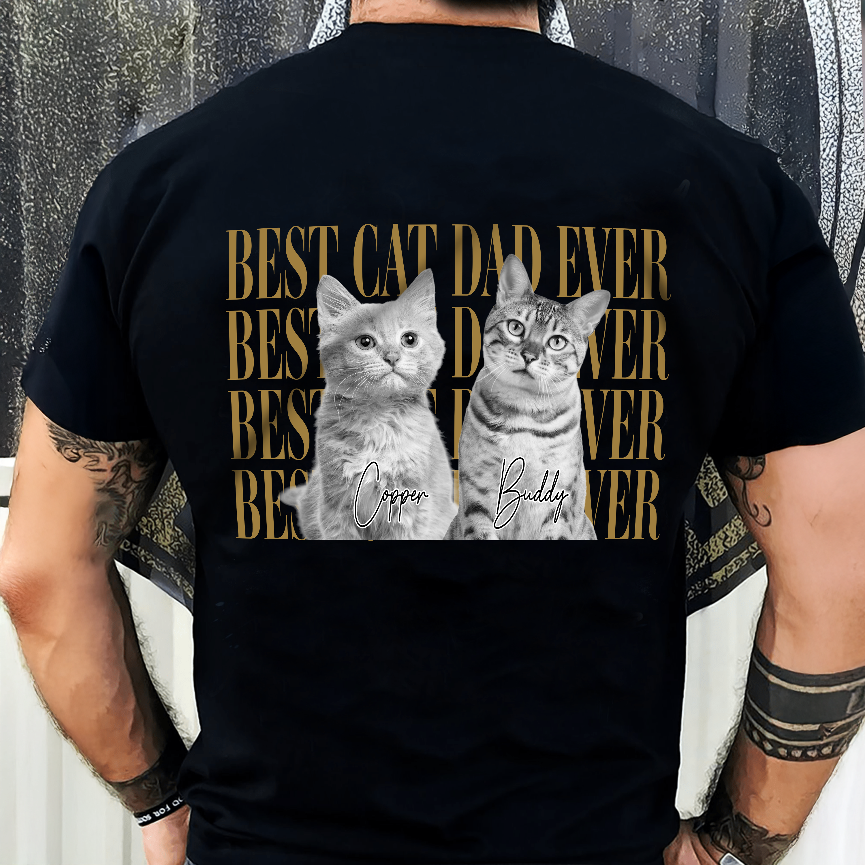 Personalized Pet Photo T-Shirt Gift for Dog Dad or Cat Dad HN590 - Tshirt Back GradoCreations