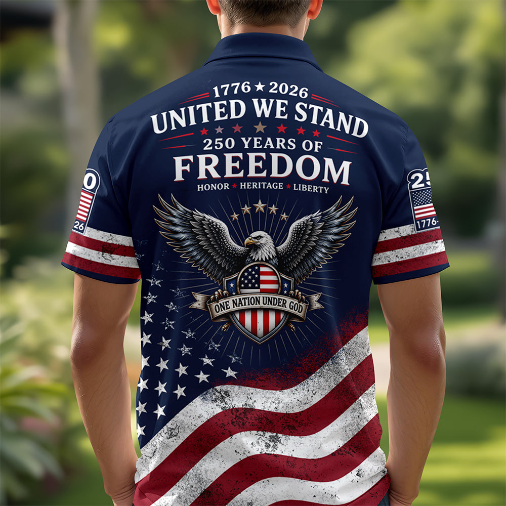 Personalized Men's Patriotic Polo Shirt USA 250th Anniversary Gift HN590 - Men's Polo Shirt GradoCreations
