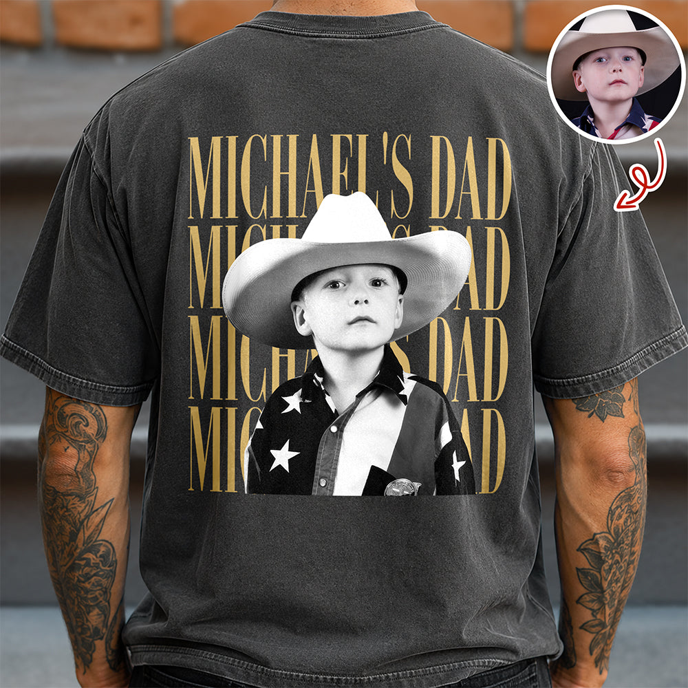 Personalized Vintage Photo Comfort Shirt Gift for Dad, Grandpa Comfort Shirt Back GradoCreations