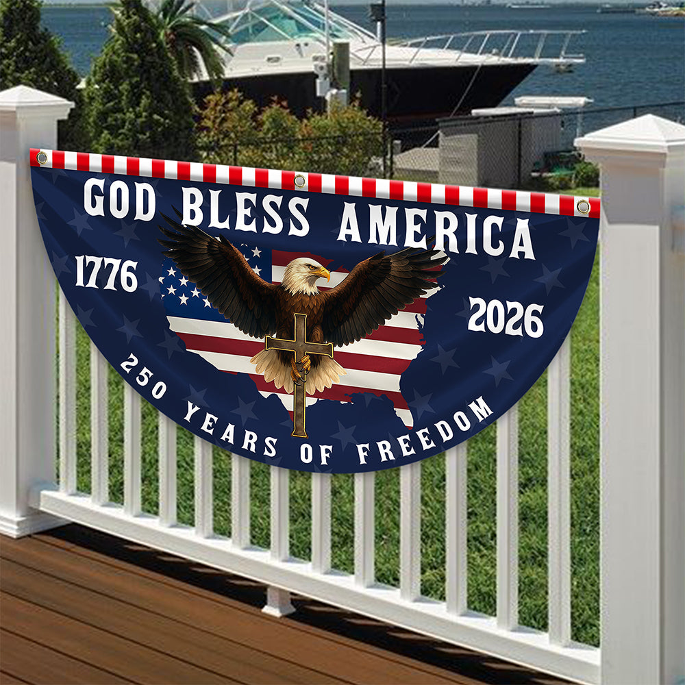 Personalized 250 Years of Freedom Non-Pleated Fan Flag Gift for Family Fourth of July HN590 - Non-Pleated Fan Flag GradoCreations