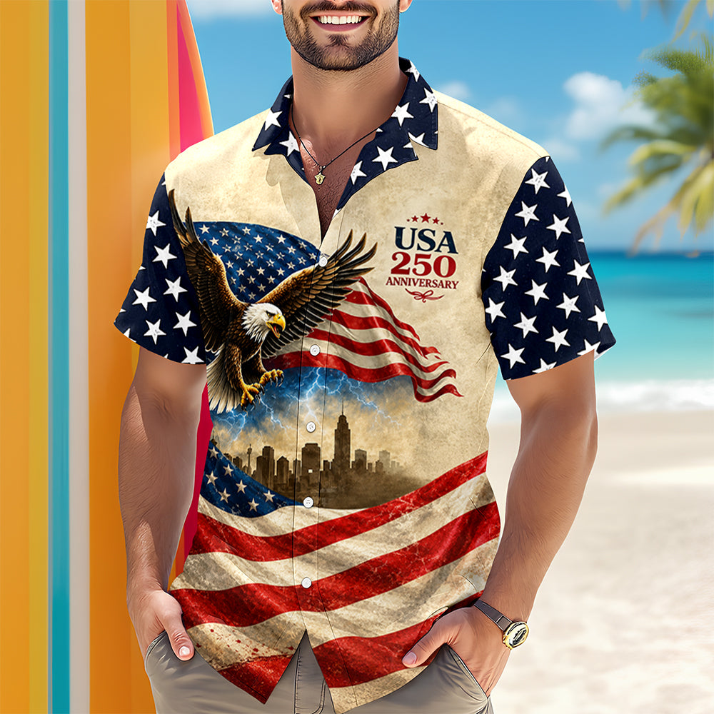 Personalized USA Patriotic Hawaii Shirt for 4th of July HN590 - AOP Hawai Shirt GradoCreations