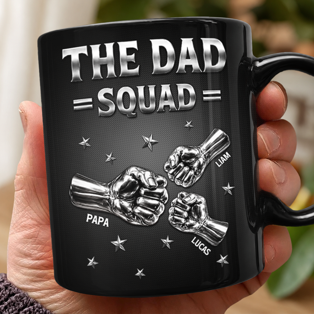 Personalized Fist Bump Black Mug Custom Name Gift for Dad HN590 - Black Mug GradoCreations