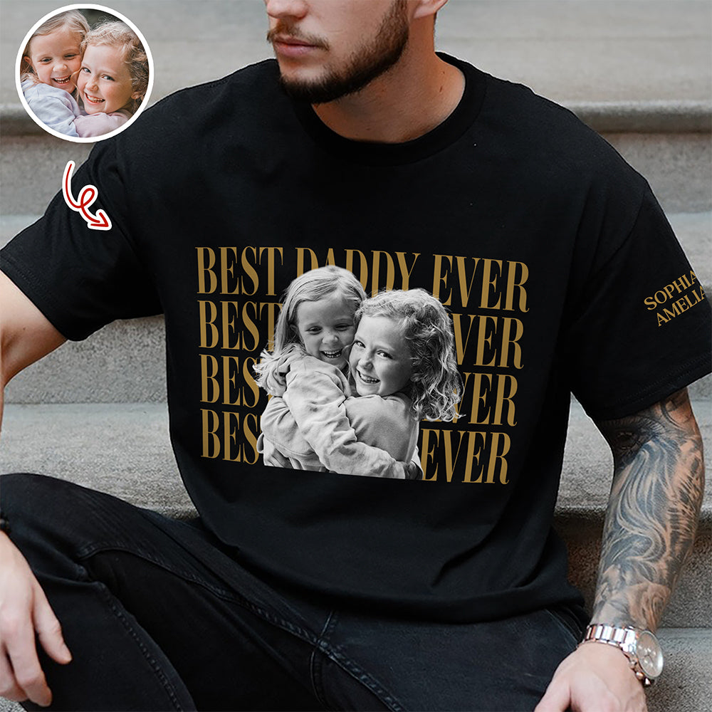 Personalized Vintage Photo T-Shirt Best Dad or Mom Gift Short Sleeve Print Shirt GradoCreations