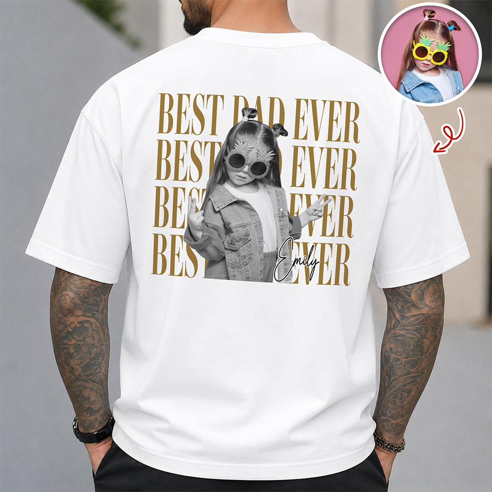 Personalized Vintage Photo Shirt Best Dad Mom Ever Family Gift HN590 - Tshirt Back GradoCreations