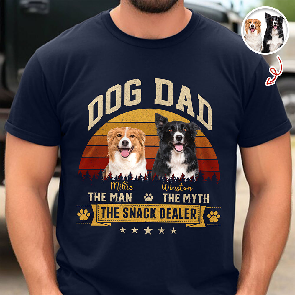 Custom Photo Dark Shirt Gift for Dog Dad The Man Myth Snack Dealer HN590 - Tshirt GradoCreations