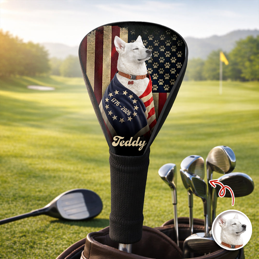 Personalized Dog Photo Golf Club Head Cover Gift for Dog Dad HN590 - Golf Club Head Cover GradoCreations
