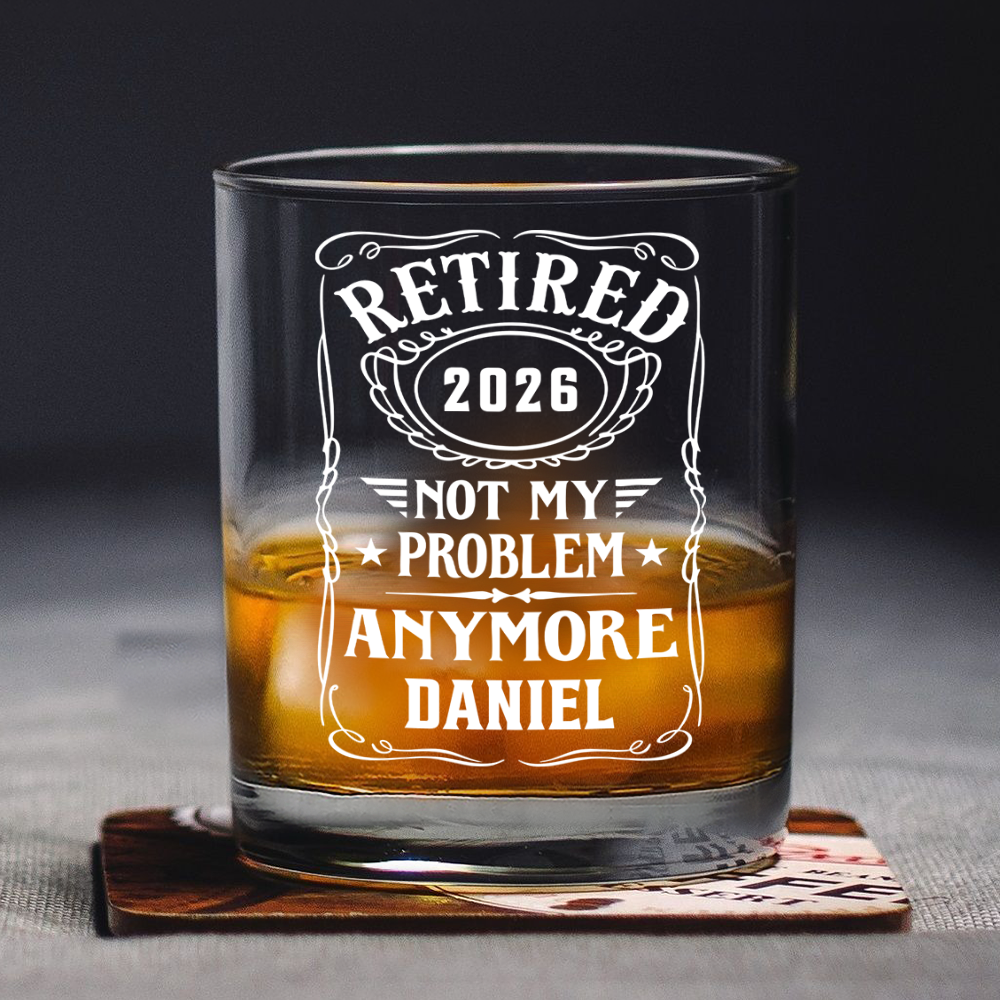 Personalized Retirement Rock Glass Custom Name Gift for Dad HN590 - Print Rock Glass GradoCreations