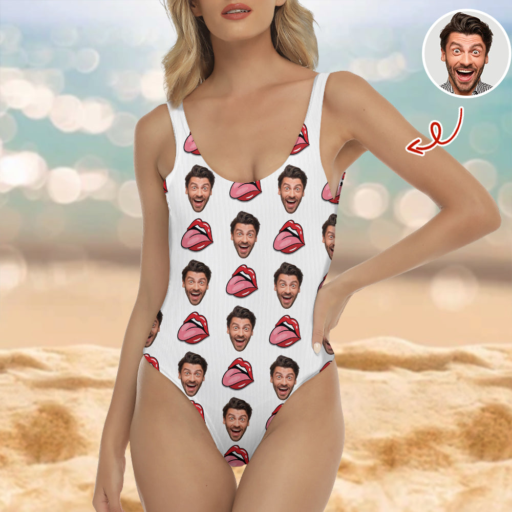Personalized Face Swimsuit Custom Photo Gift for Her HN590 - Swimsuit GradoCreations