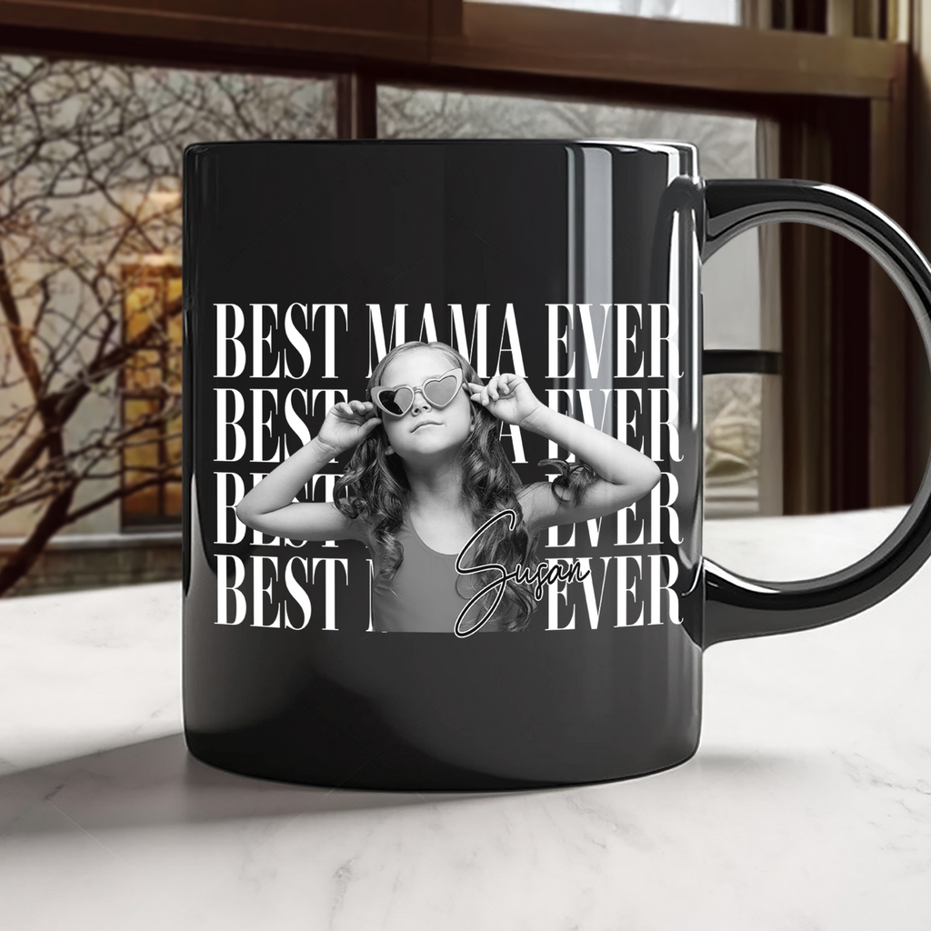Personalized Vintage Photo Black Mug Best Dad Mom Gift HN590 - Black Mug GradoCreations