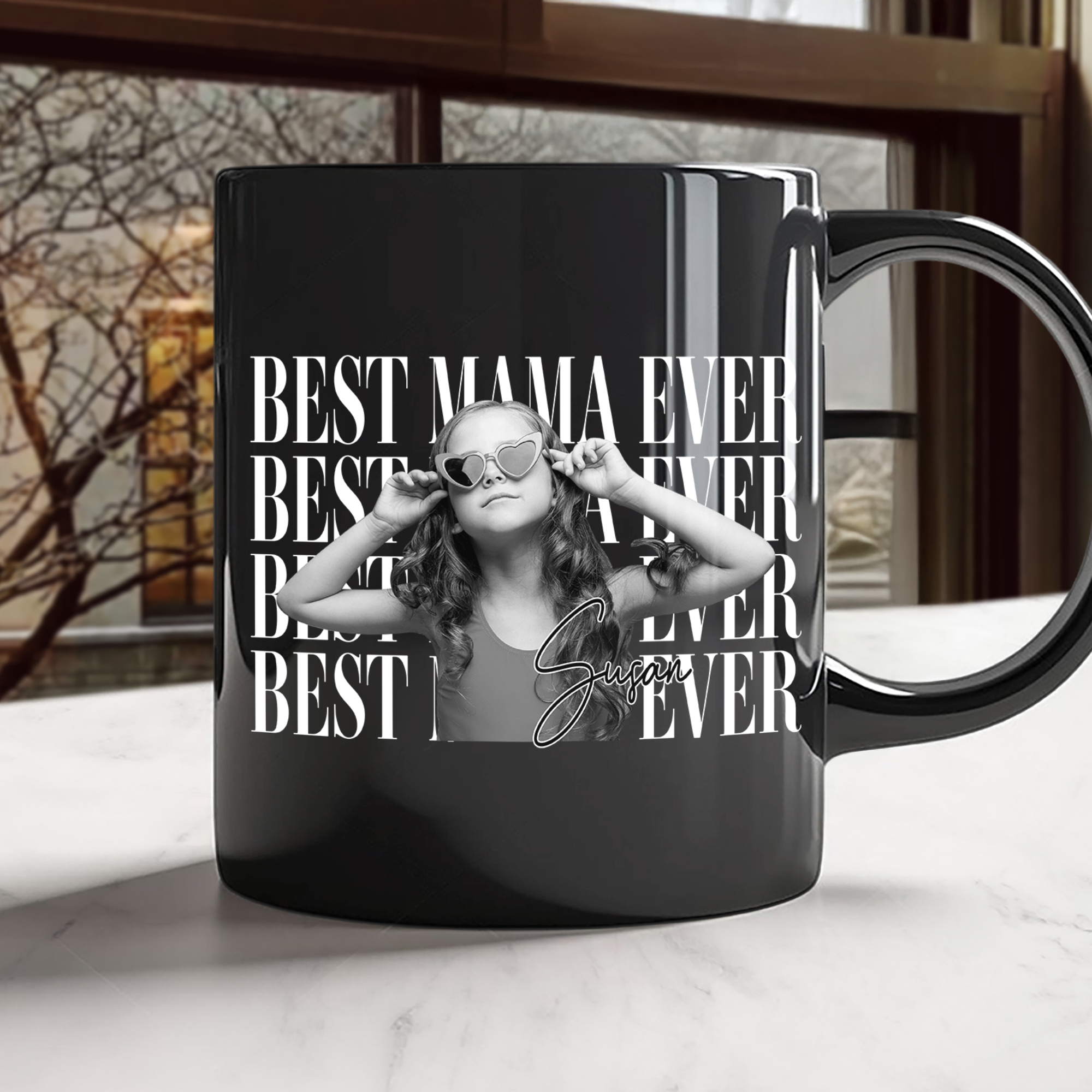 Personalized Vintage Photo Black Mug Best Dad Mom Gift HN590 - Black Mug GradoCreations