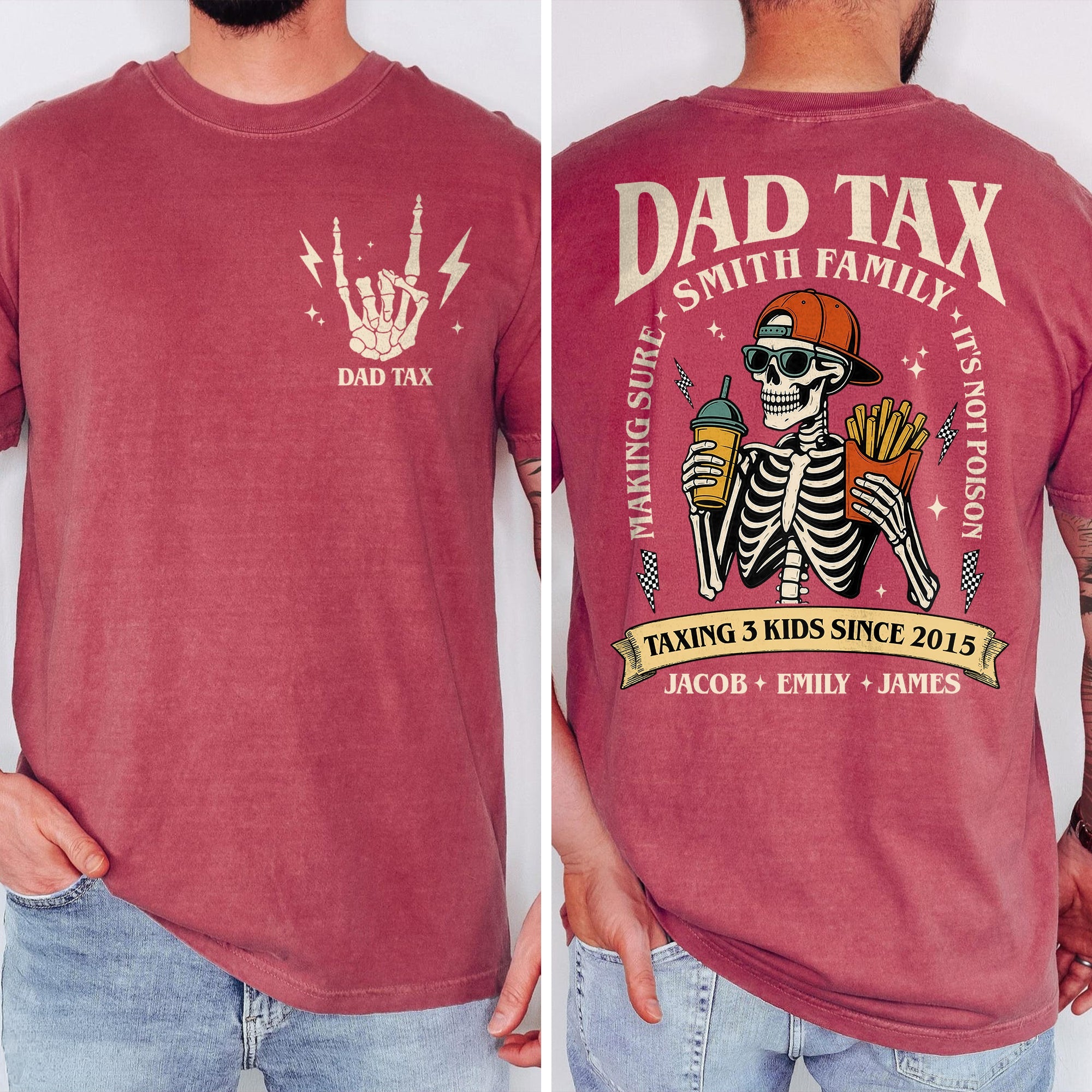 Funny Dad Tax Shirt Custom Front & Back Gift for Father's Day Comfort Shirt Back & Front GradoCreations