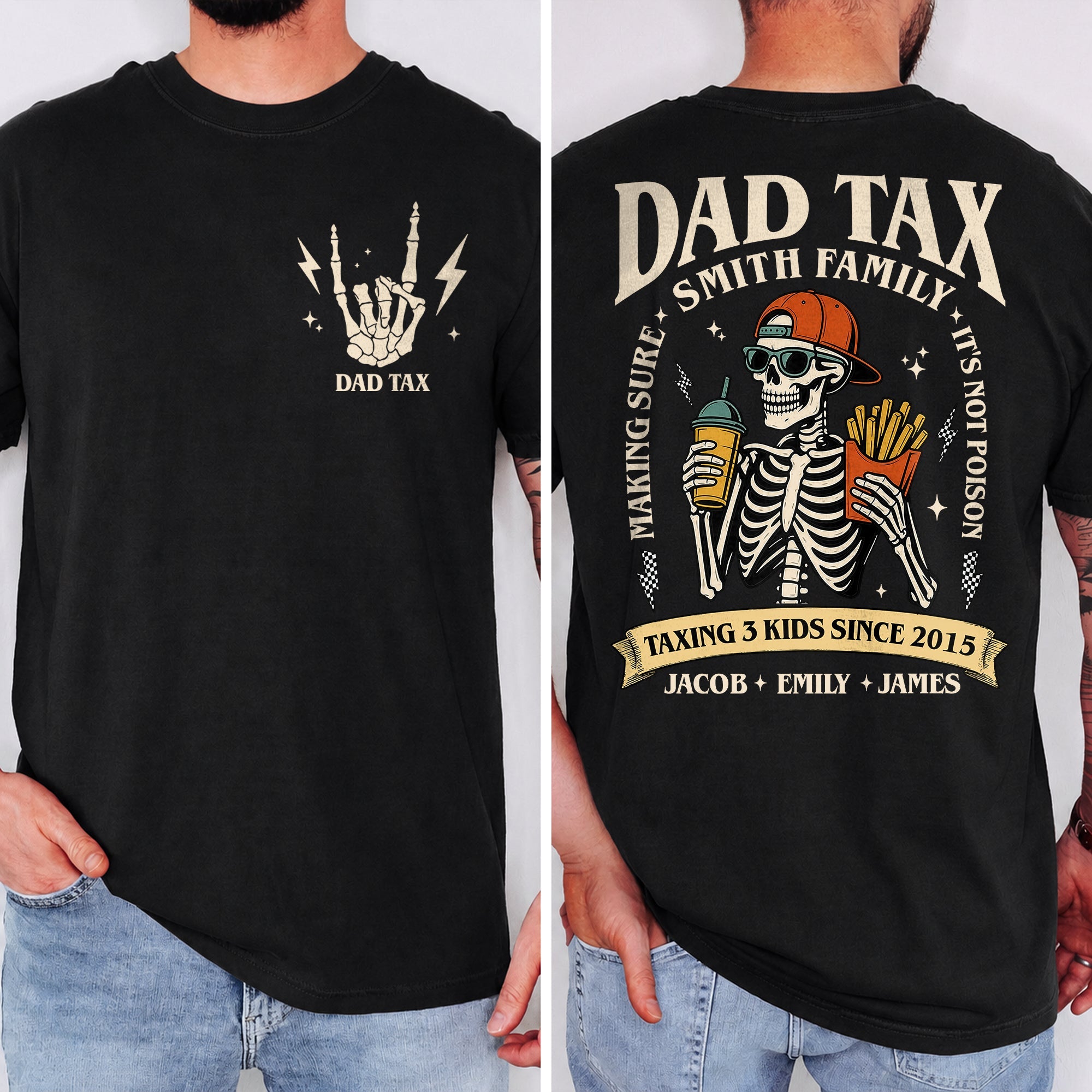 Funny Dad Tax Shirt Custom Front & Back Gift for Father's Day Comfort Shirt Back & Front GradoCreations