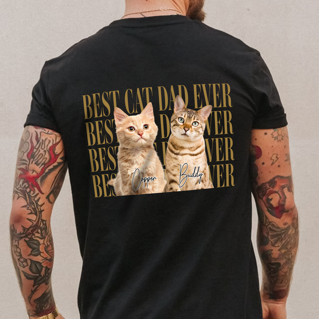 Personalized Pet Photo T-Shirt Gift for Dog Dad or Cat Dad HN590 - Tshirt Back GradoCreations