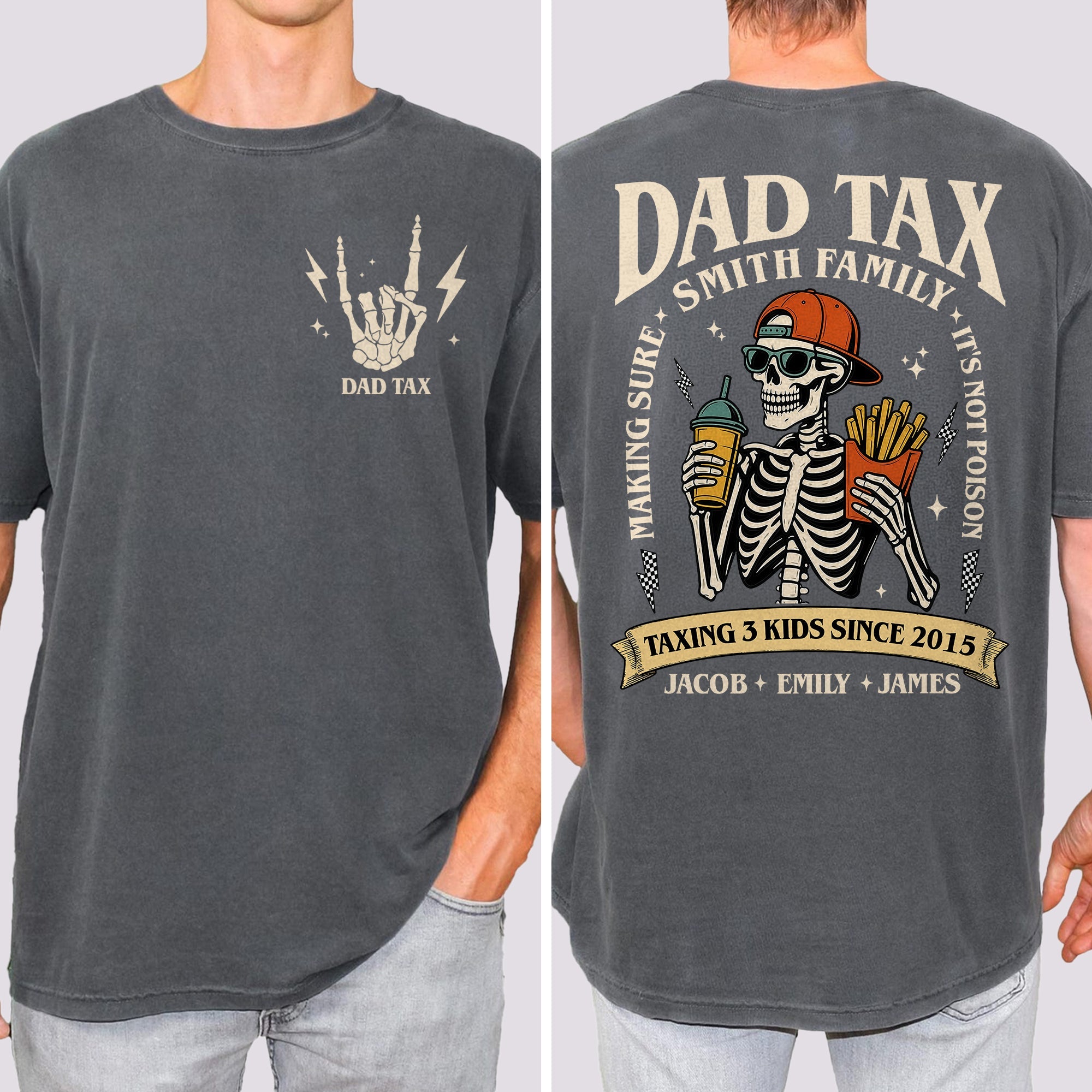 Funny Dad Tax Shirt Custom Front & Back Gift for Father's Day Comfort Shirt Back & Front GradoCreations
