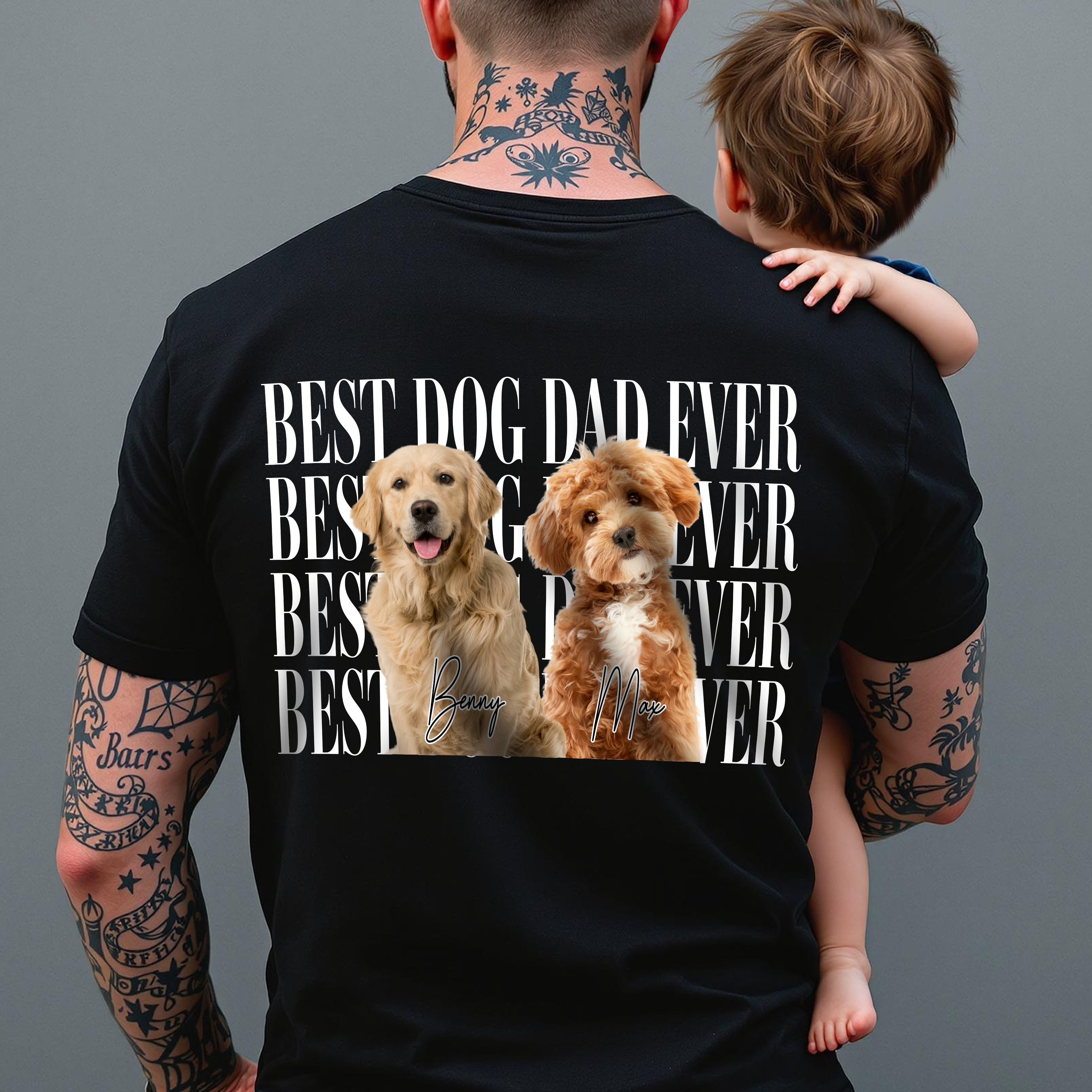 Personalized Pet Photo T-Shirt Gift for Dog Dad or Cat Dad HN590 - Tshirt Back GradoCreations
