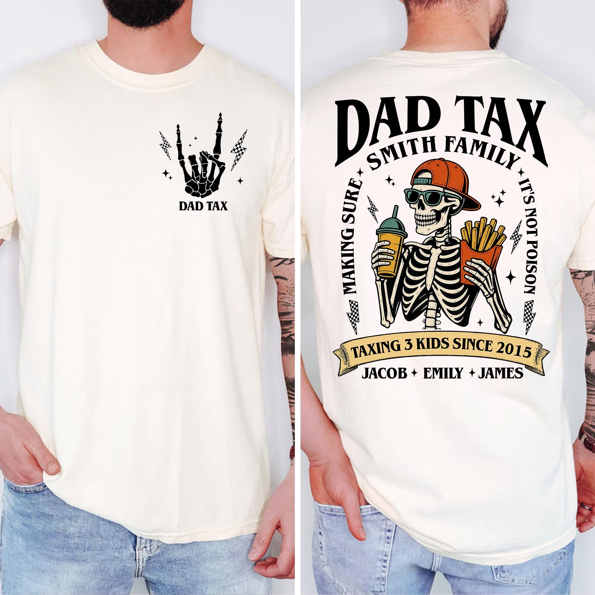 Funny Dad Tax Shirt Custom Front & Back Gift for Father's Day Comfort Shirt Back & Front GradoCreations