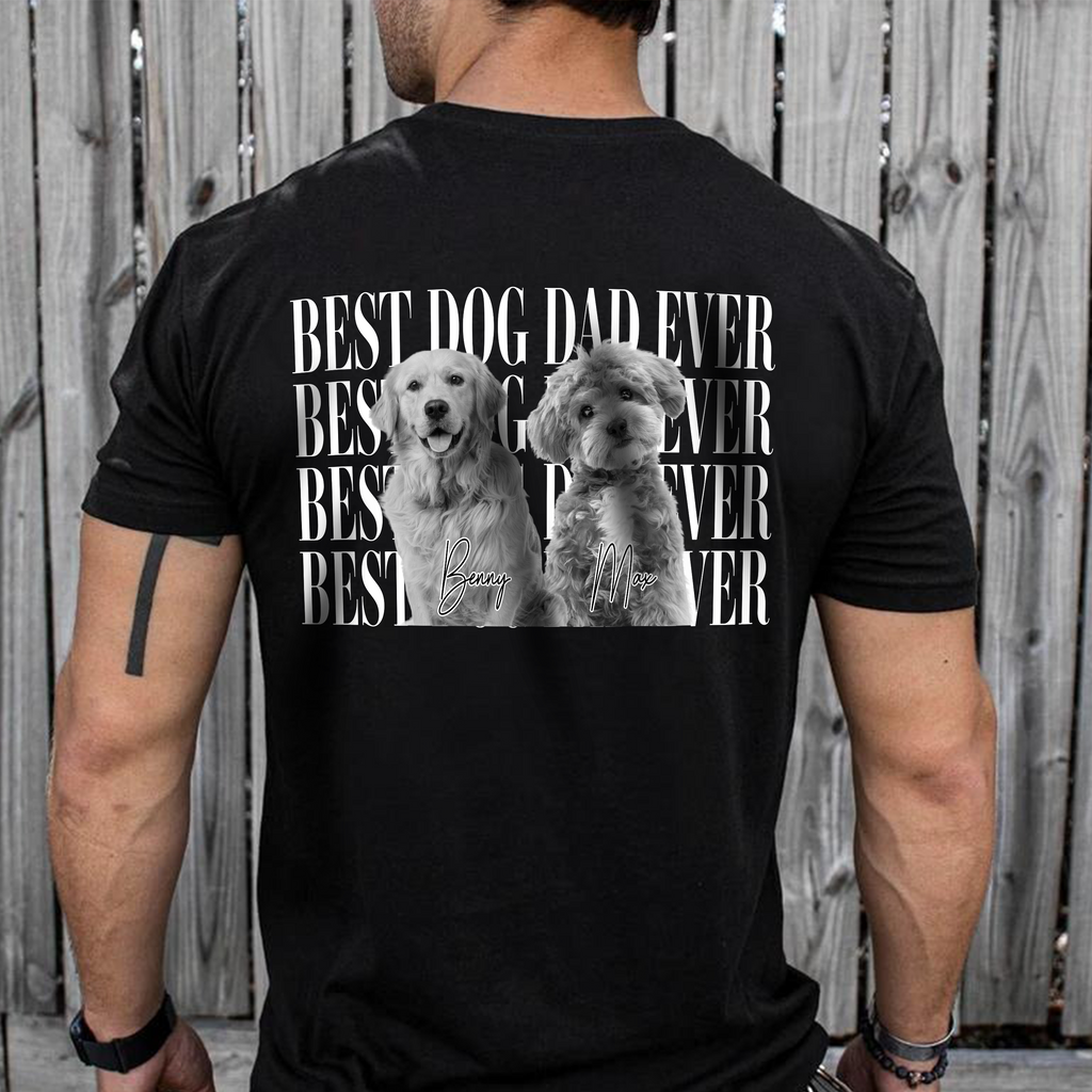 Personalized Pet Photo T-Shirt Gift for Dog Dad or Cat Dad HN590 - Tshirt Back GradoCreations