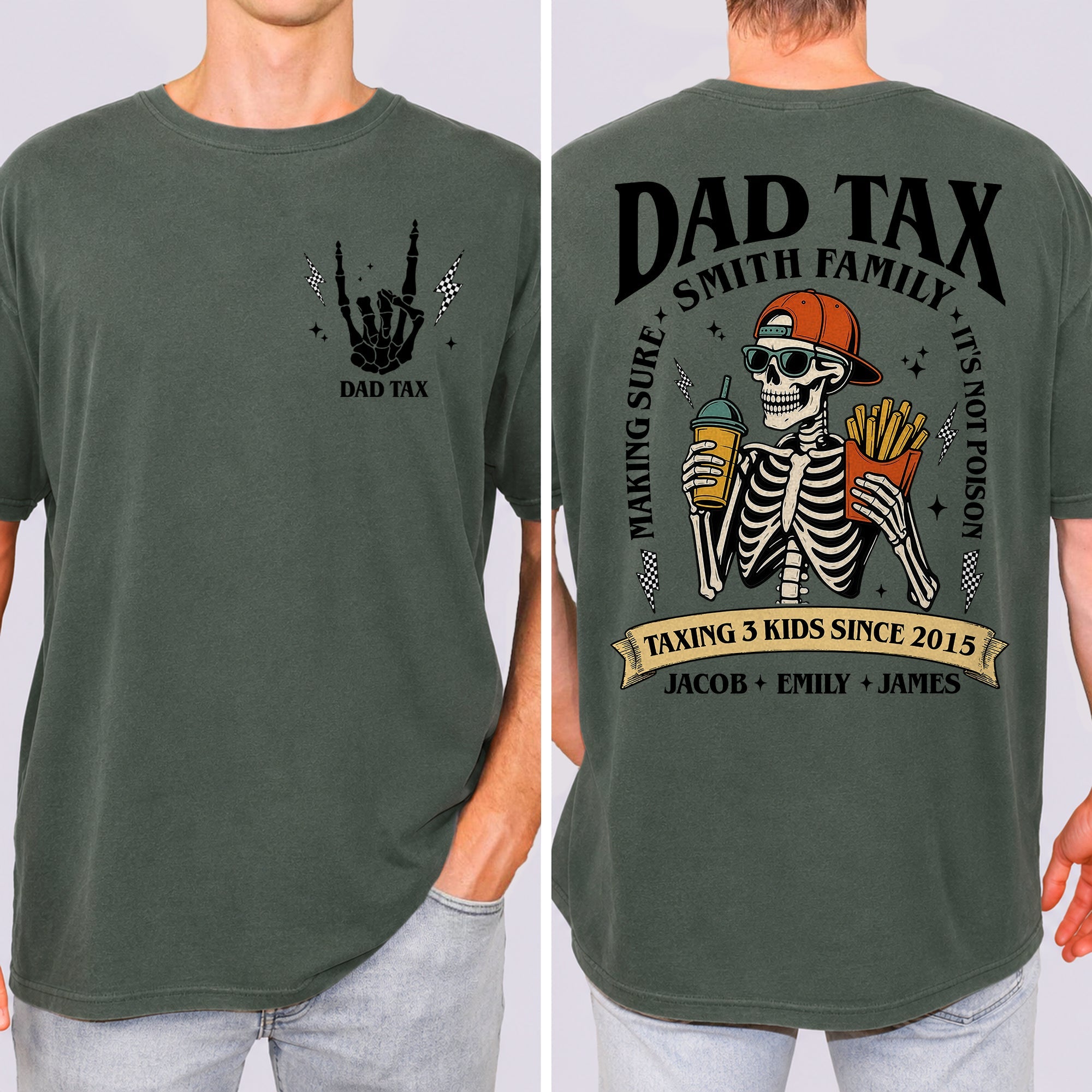 Funny Dad Tax Shirt Custom Front & Back Gift for Father's Day Comfort Shirt Back & Front GradoCreations