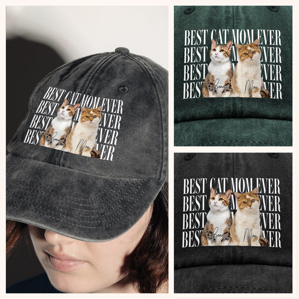 Custom Washed Denim Baseball Cap Best Dog Dad Ever Gift HN590 - Washed Denim Baseball Cap GradoCreations