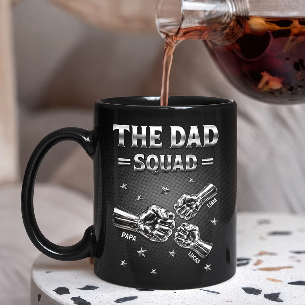 Personalized Fist Bump Black Mug Custom Name Gift for Dad HN590 - Black Mug GradoCreations