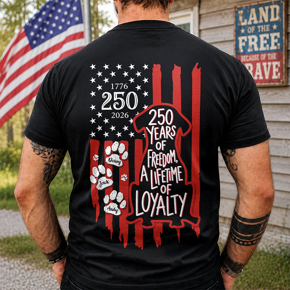 Personalized Patriotic Dog T-Shirt Custom Text Gift for Dog Dad HN590 - Tshirt Back GradoCreations