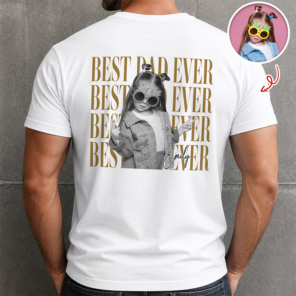 Personalized Vintage Photo Shirt Best Dad Mom Ever Family Gift HN590 - Tshirt Back GradoCreations