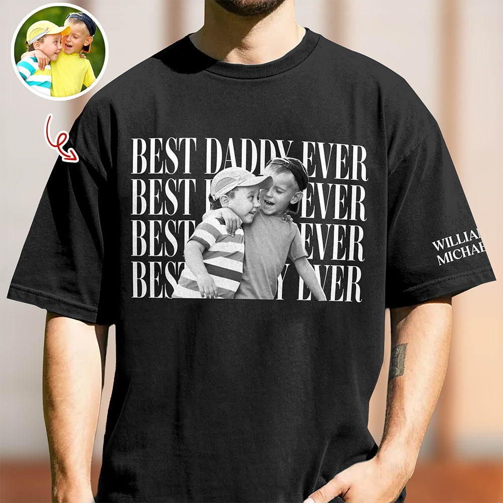 Personalized Vintage Photo T-Shirt Best Dad or Mom Gift Short Sleeve Print Shirt GradoCreations