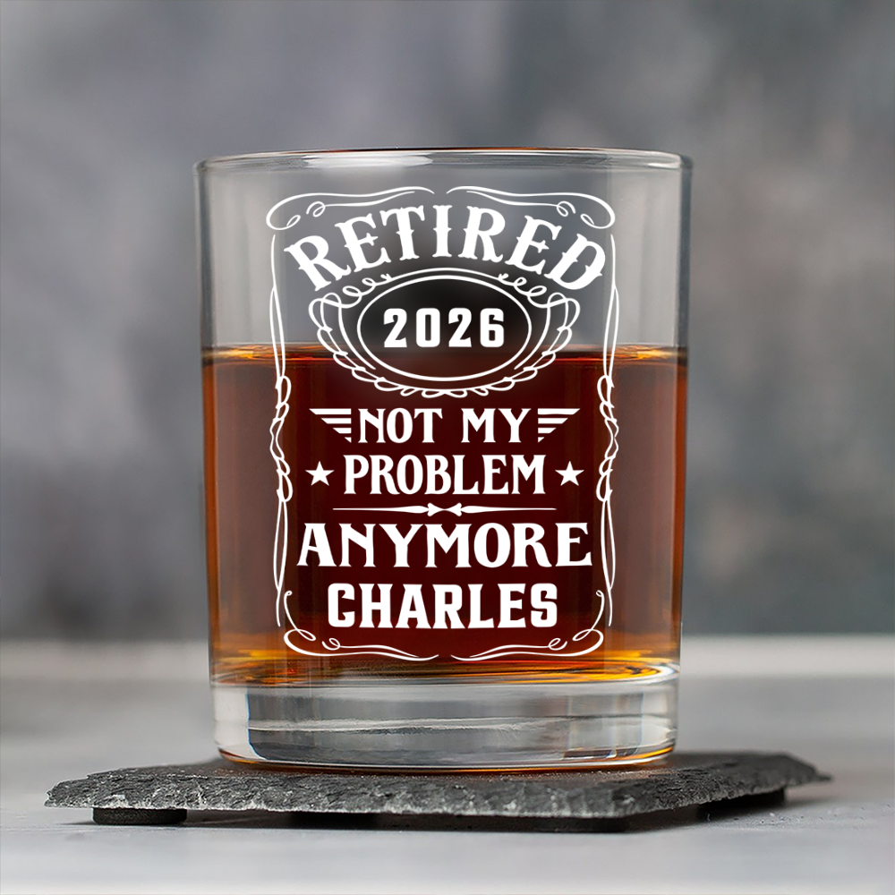 Personalized Retirement Rock Glass Custom Name Gift for Dad HN590 - Print Rock Glass GradoCreations