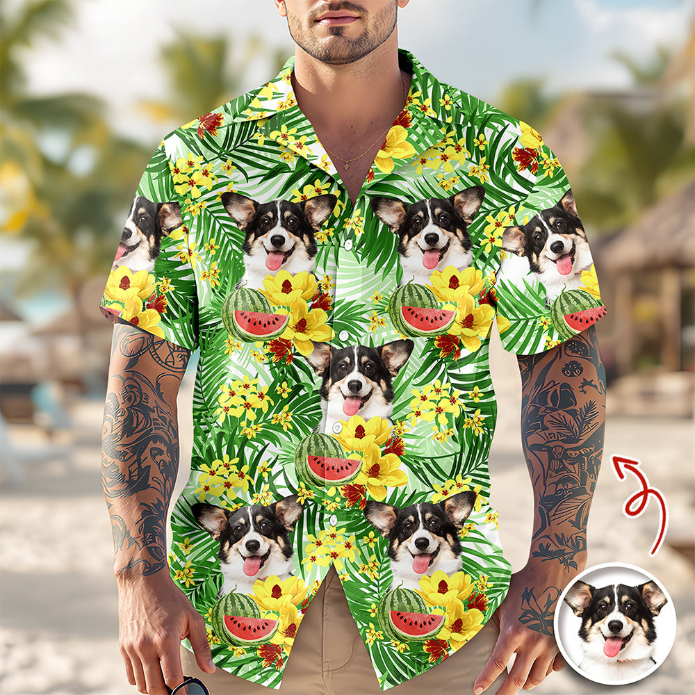 Personalized Tropical Hawaiian Shirt Custom Pet Portrait Gift for Pet Lovers HN590 - AOP Hawai Shirt GradoCreations
