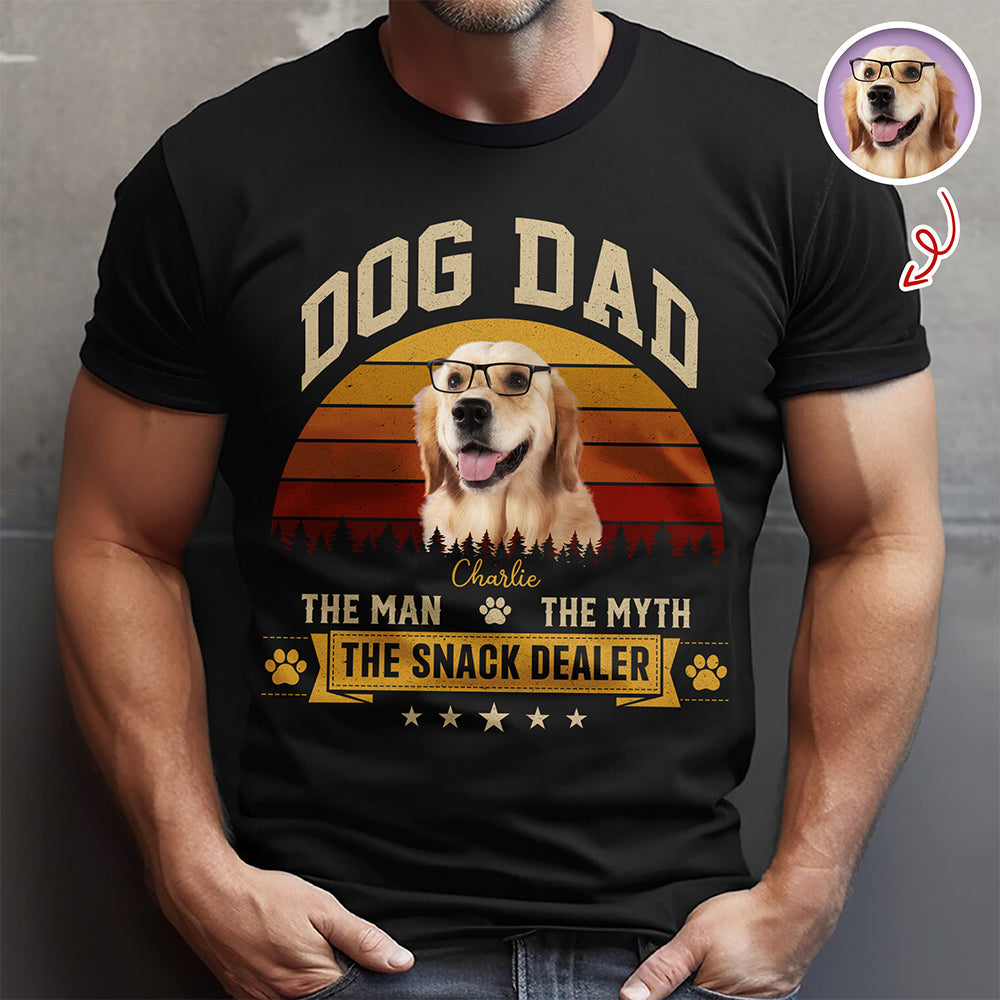 Custom Photo Dark Shirt Gift for Dog Dad The Man Myth Snack Dealer HN590 - Tshirt GradoCreations