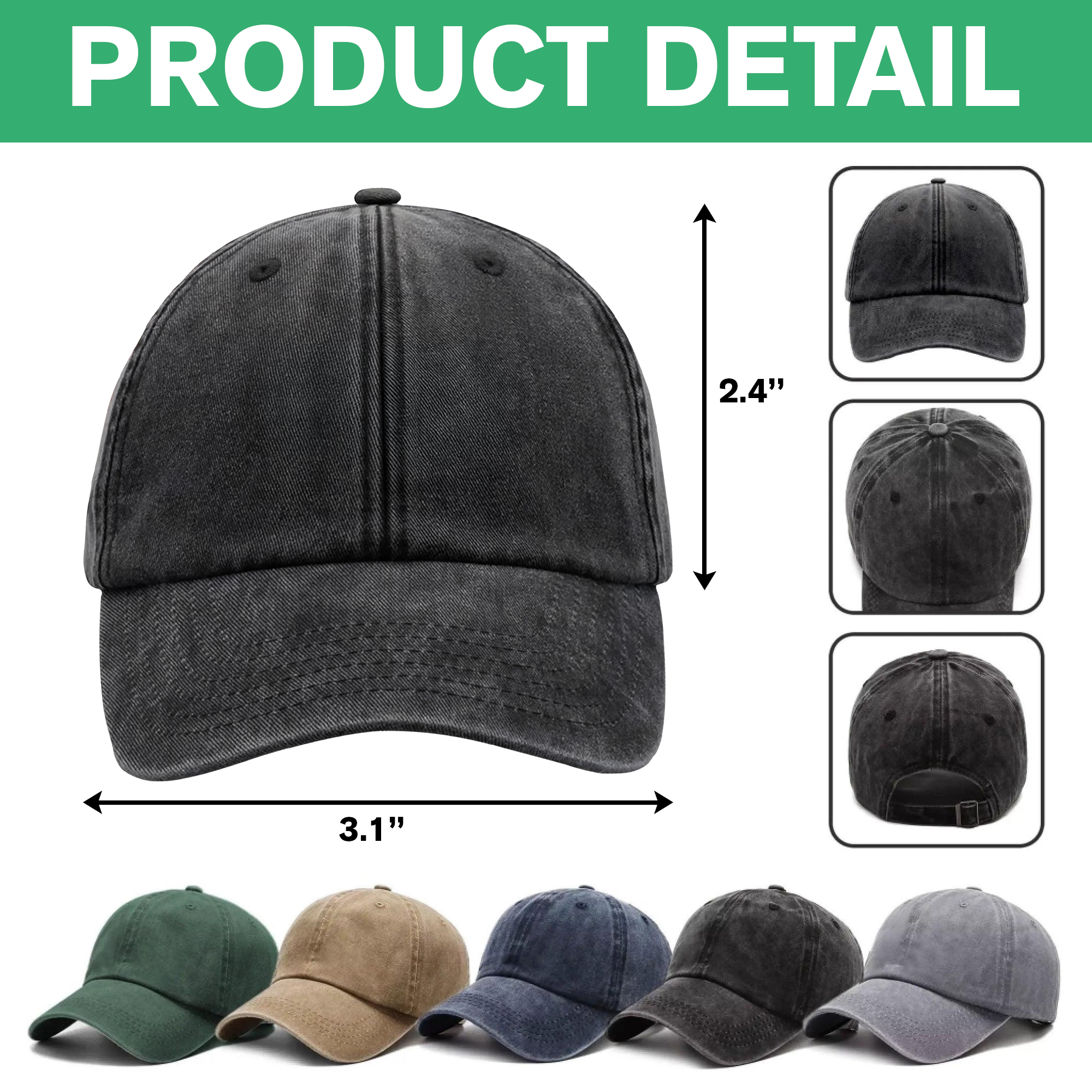 Custom Washed Denim Baseball Cap Best Dog Dad Ever Gift HN590 - Washed Denim Baseball Cap GradoCreations