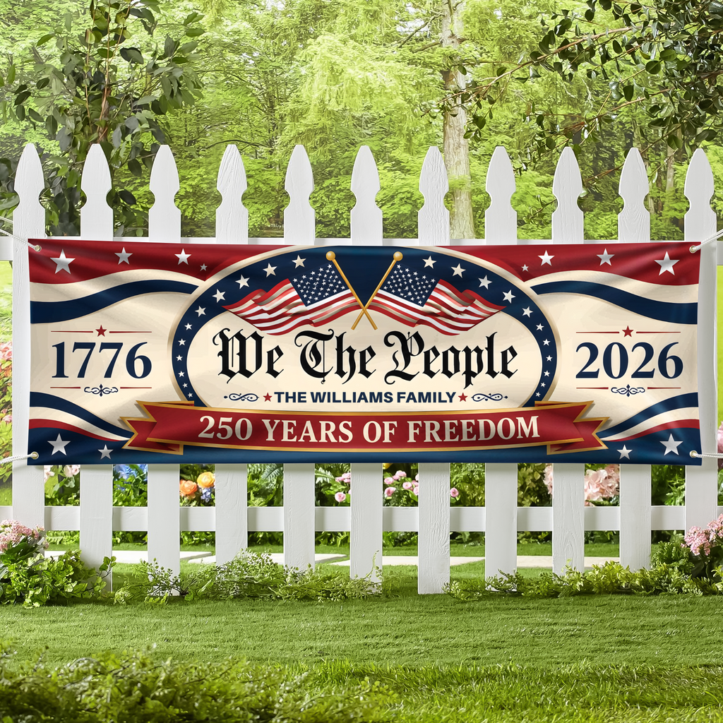Personalized Patriotic Banner Custom Family Name 250 Years USA HN590 - Banner GradoCreations