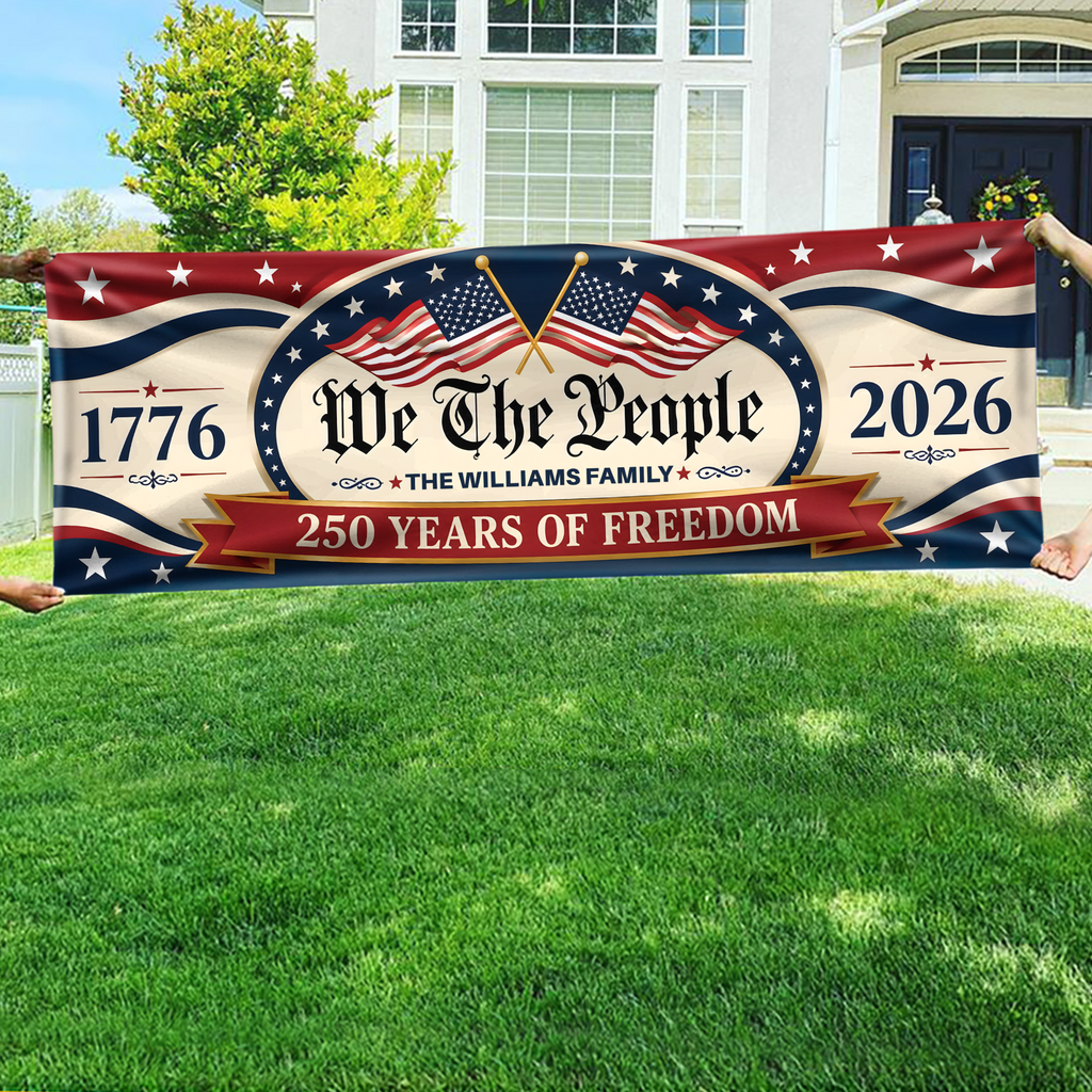 Personalized Patriotic Banner Custom Family Name 250 Years USA HN590 - Banner GradoCreations