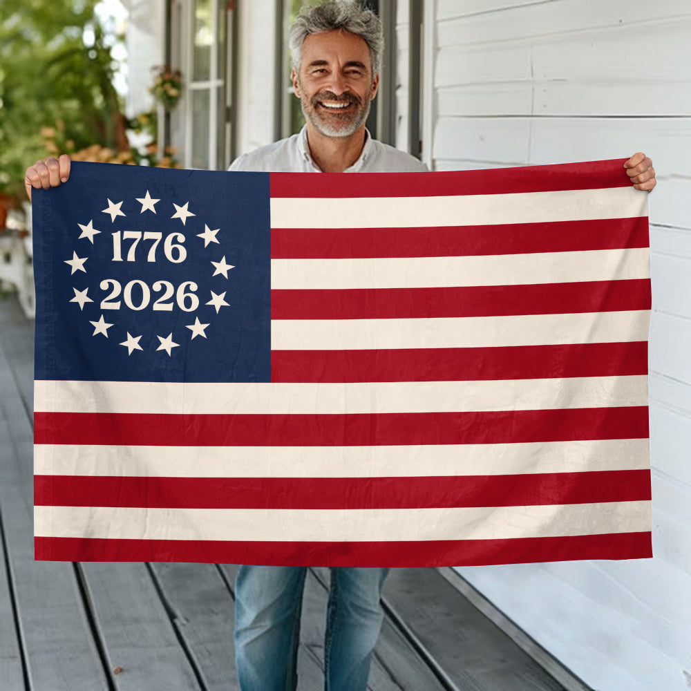 Personalized Betsy Ross 250th Birthday Flag Gift for Family HN590 - Banner House Flag GradoCreations