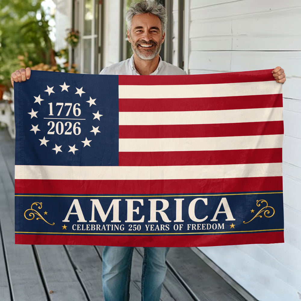 Personalized America 250 Years House Flag for Independence Day HN590 - Banner House Flag GradoCreations