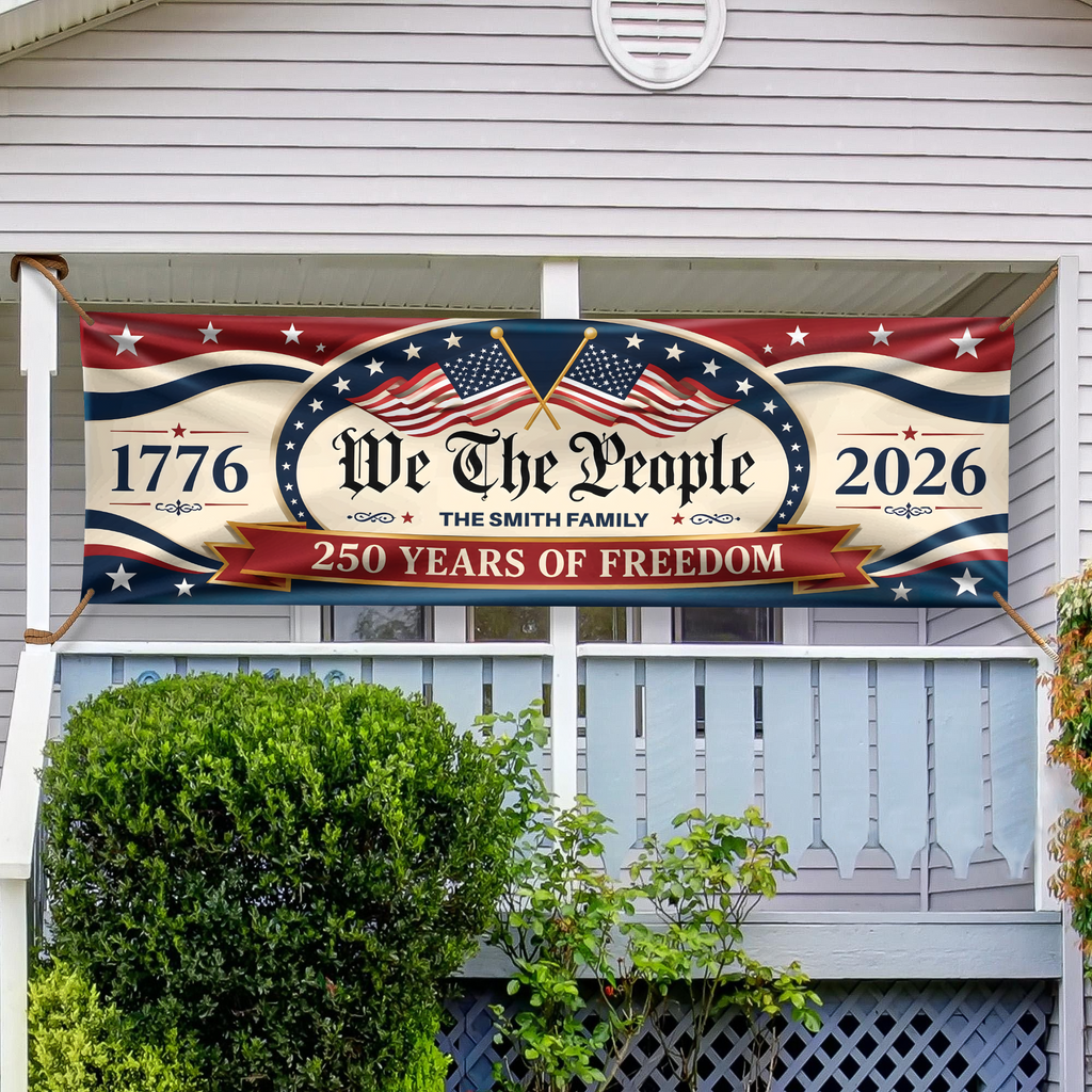 Personalized Patriotic Banner Custom Family Name 250 Years USA HN590 - Banner GradoCreations