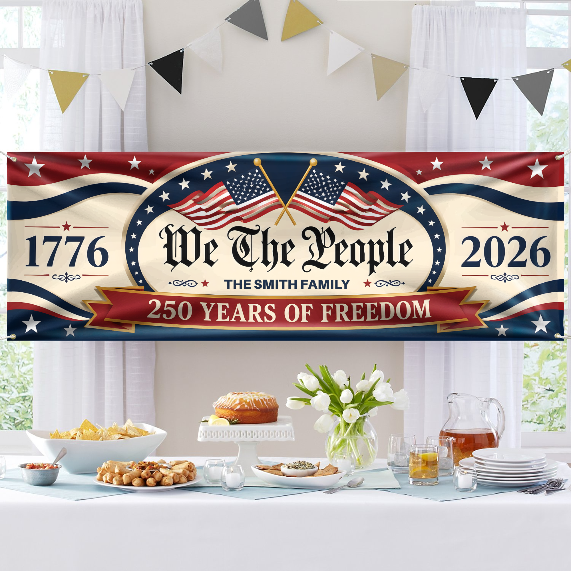 Personalized Patriotic Banner Custom Family Name 250 Years USA HN590 - Banner GradoCreations