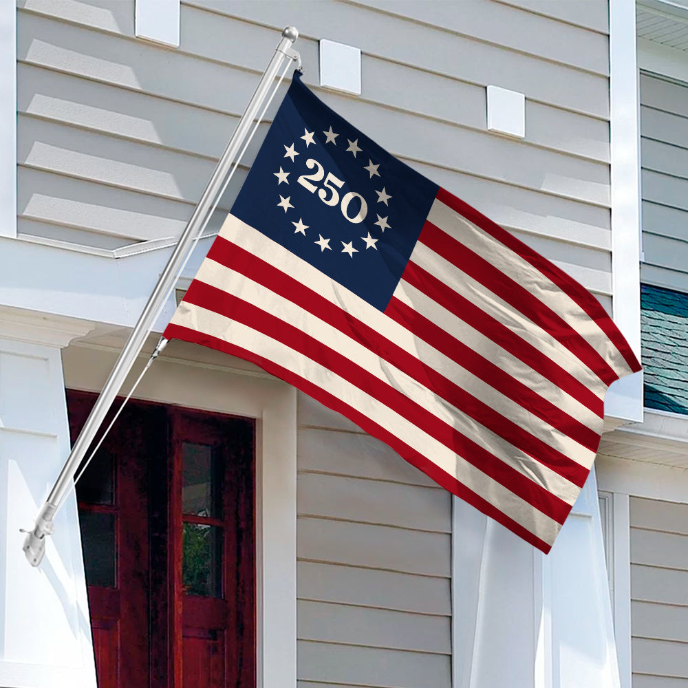 Personalized Betsy Ross 250th Birthday Flag Gift for Family HN590 - Banner House Flag GradoCreations
