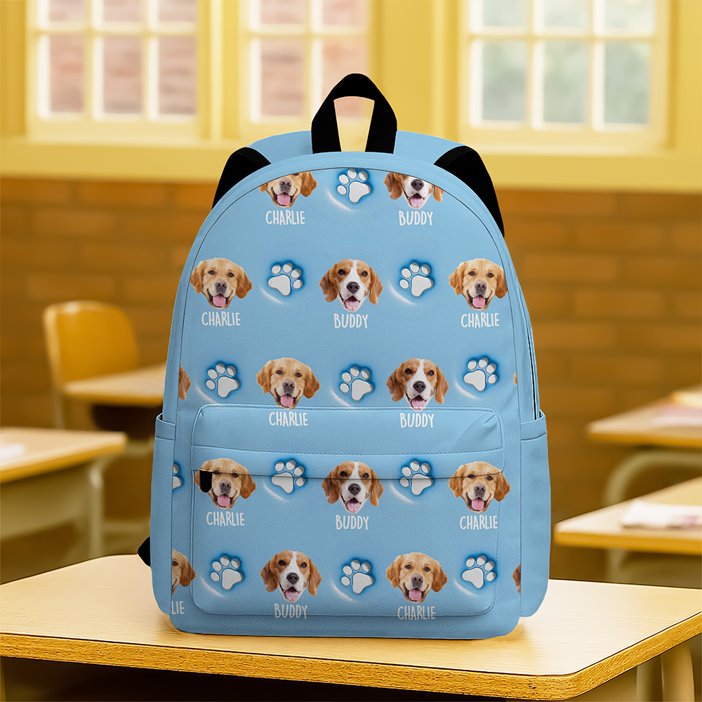 Personalized Dog Photo Backpack Custom Name Gift for Kids HN590 - Printed Backpack GradoCreations