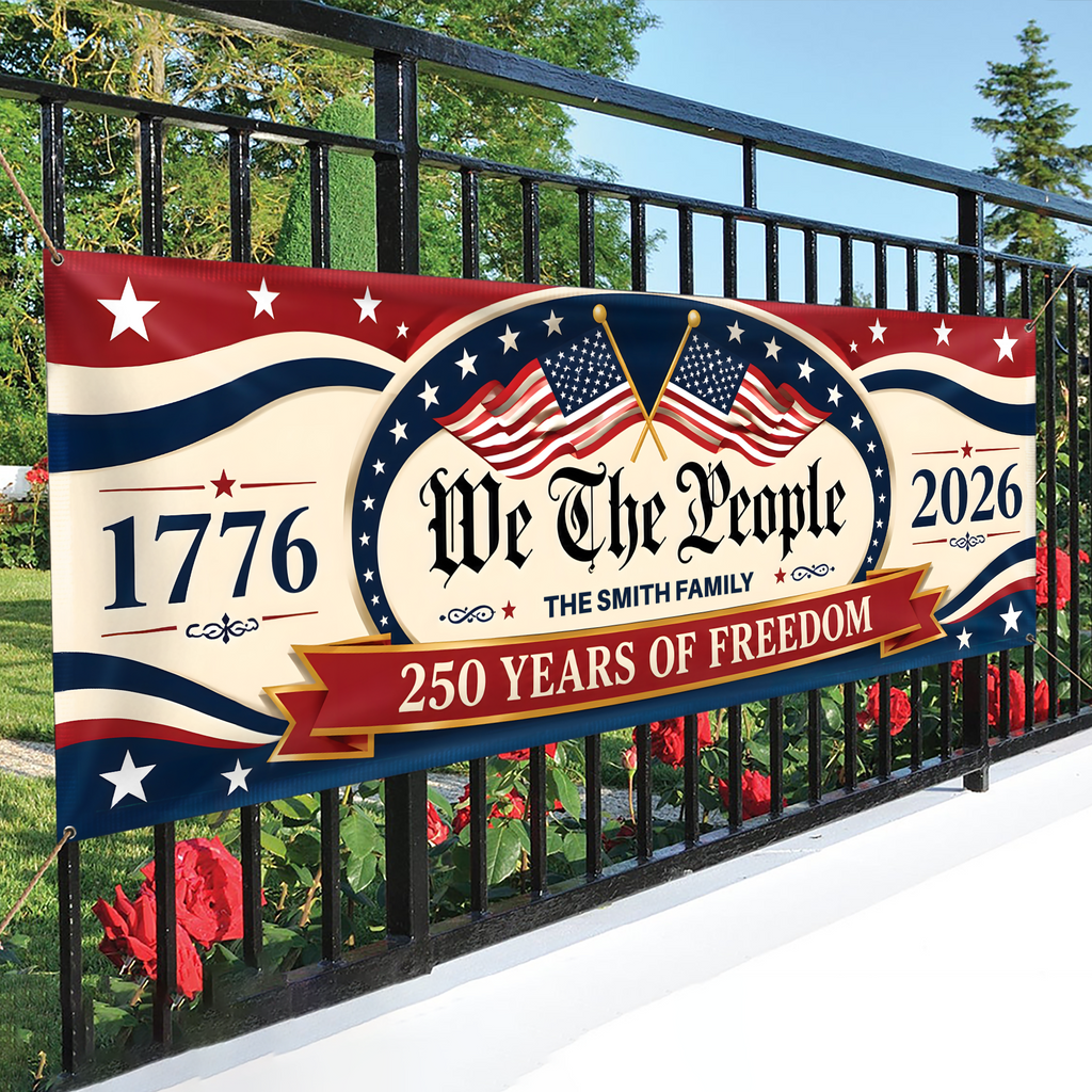 Personalized Patriotic Banner Custom Family Name 250 Years USA HN590 - Banner GradoCreations