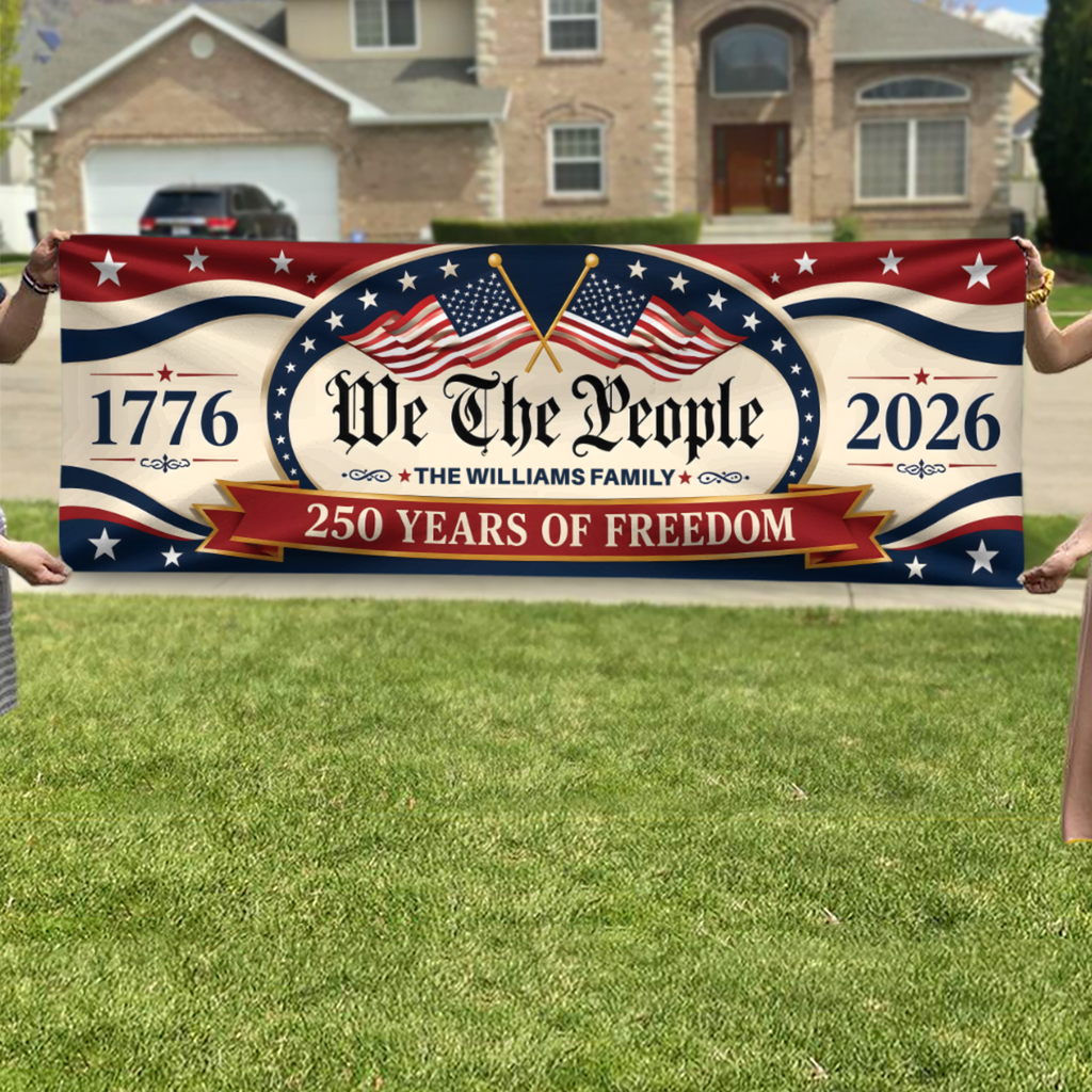 Personalized Patriotic Banner Custom Family Name 250 Years USA HN590 - Banner GradoCreations
