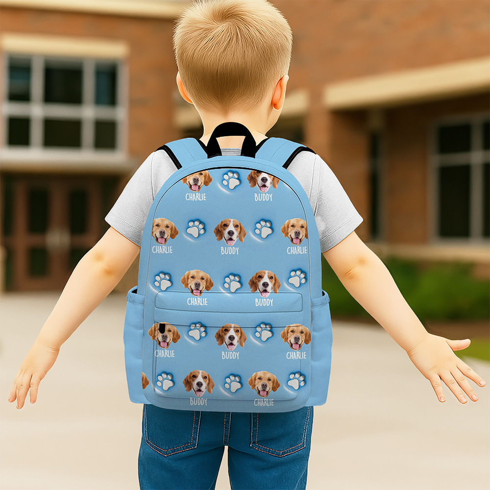 Personalized Dog Photo Backpack Custom Name Gift for Kids HN590 - Printed Backpack GradoCreations