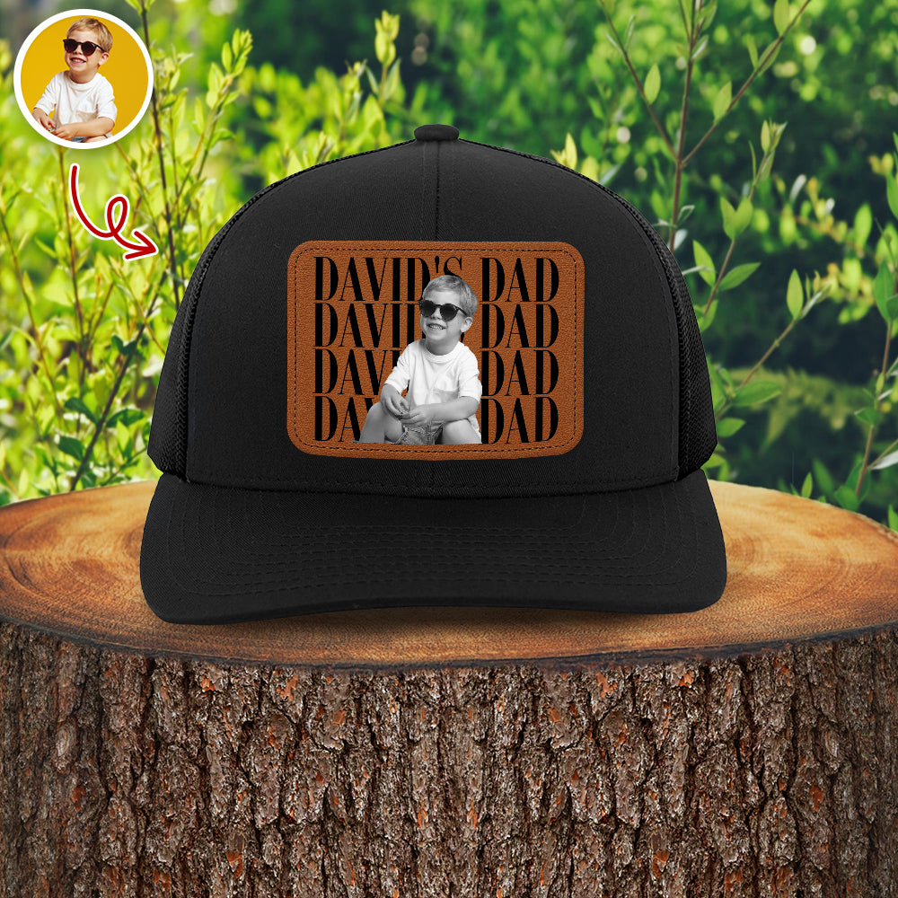Personalized Vintage Photo Leather Patch Cap Gift for Dad HN590 - Leather Patch Hat GradoCreations